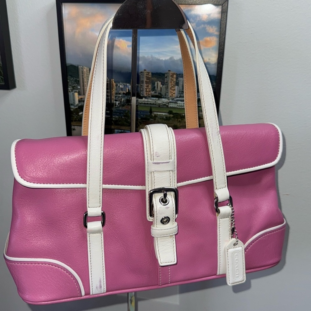 Coach Pink and White Satchel